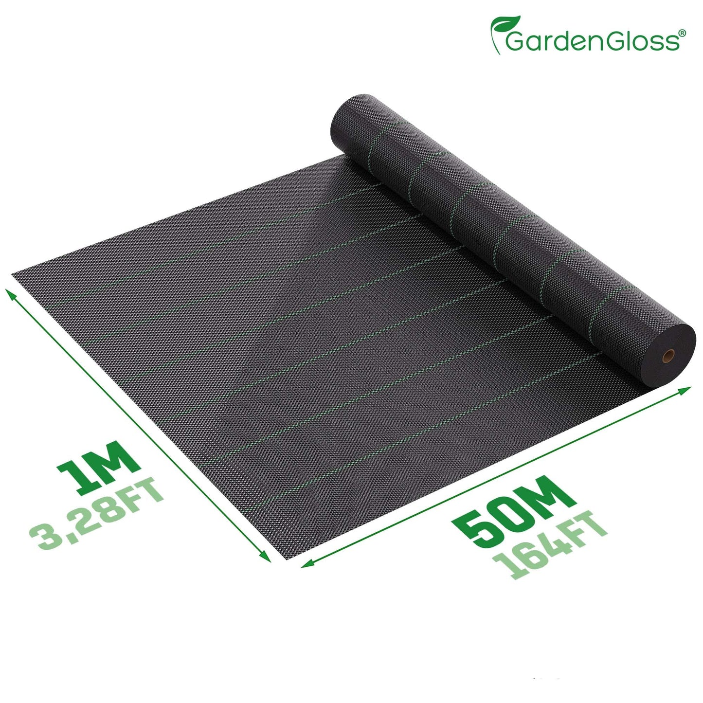 GardenGloss 50m2 Weed Control Membrane (100gsm) - Water Permeable and Tearproof Weed Barrier Fabric - Weed Control Fabric with High UV-Stabilisation (50m x 1m, 1 roll)