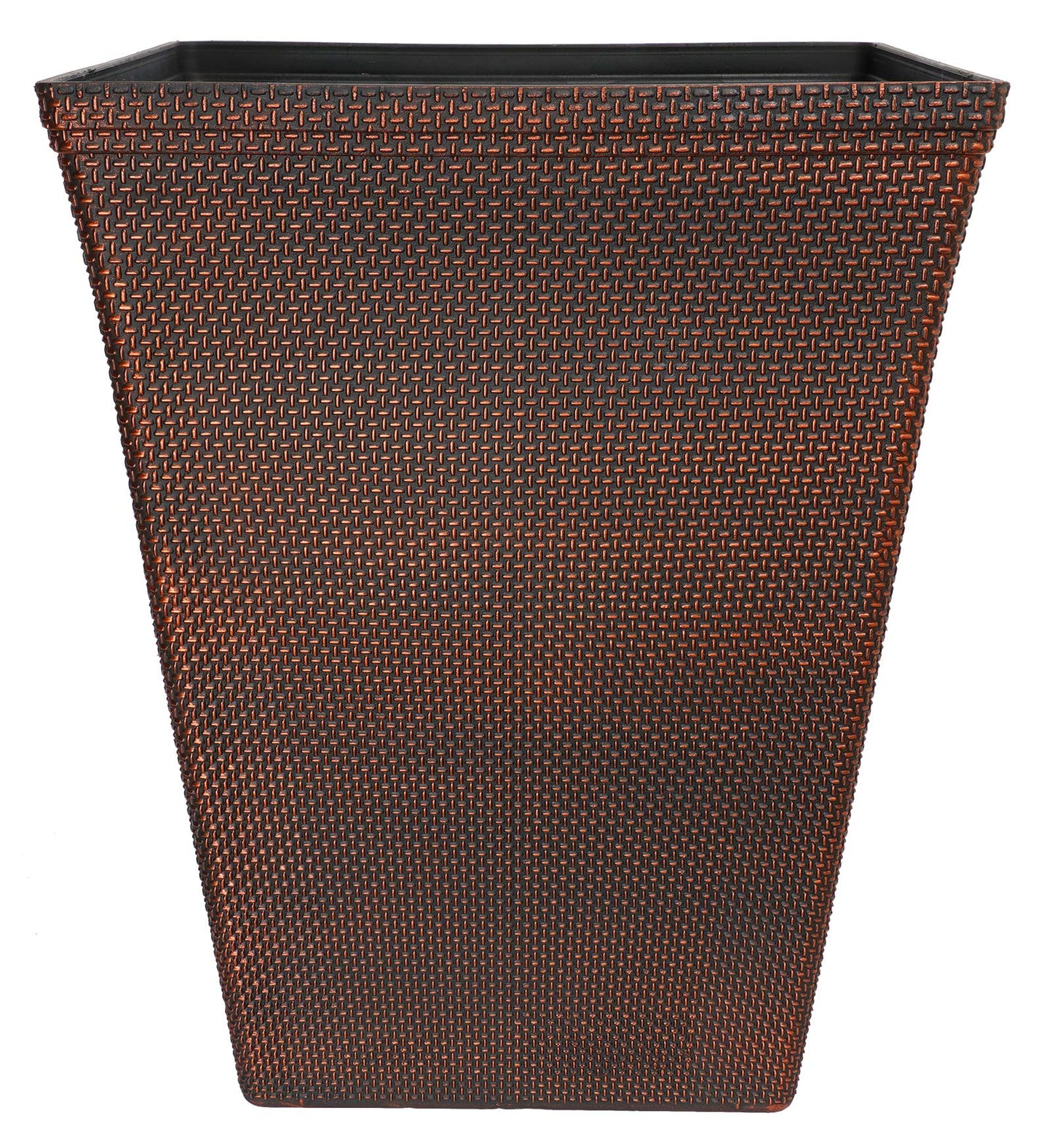 Muddy Hands Camelot Large Plant Pot Outdoor Garden Tall Plastic Flower Tree Planter (48 Litre Square Copper)