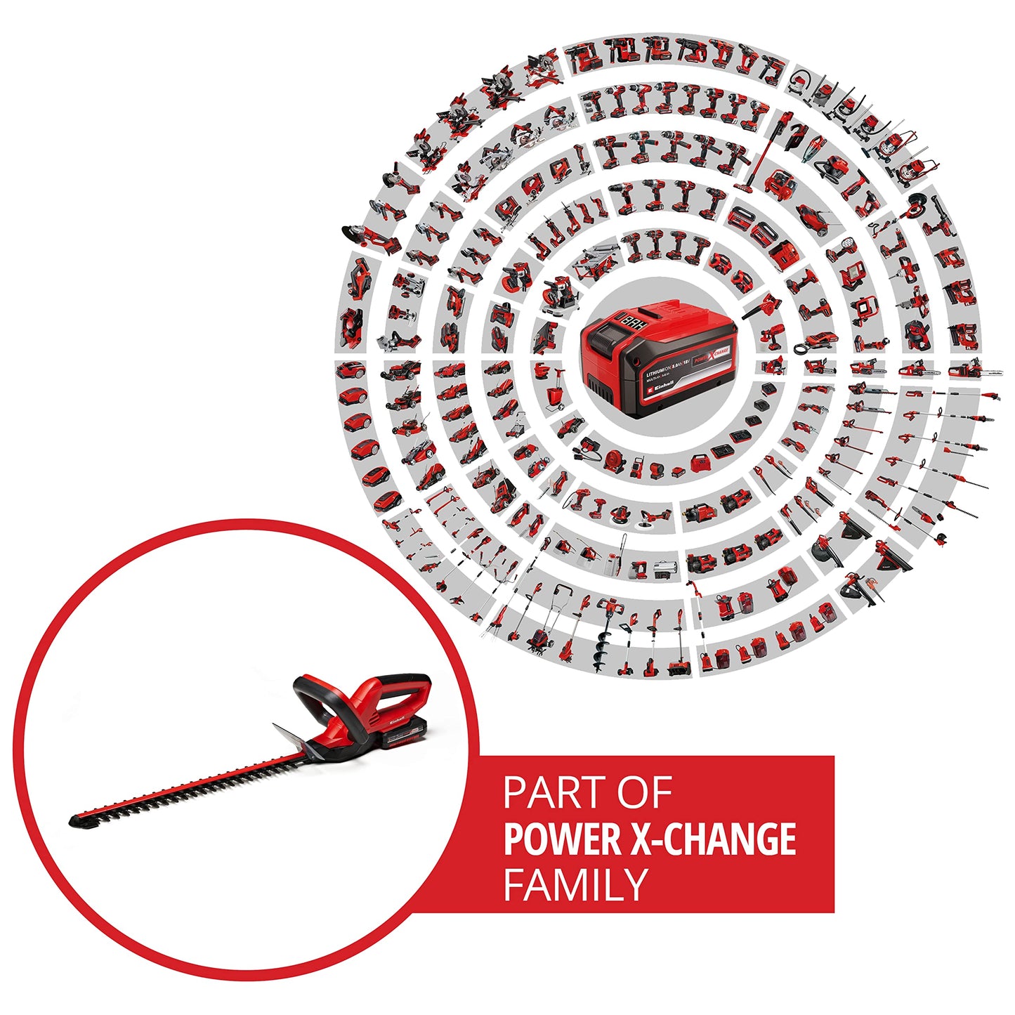 Einhell Power X-Change 18V Cordless Hedge Trimmer With Battery and Charger - 46cm (18 Inch) Cutting Length, Laser-Cut Diamond-Ground Steel Blades - GE-CH 1846 Li Hedge Cutter Kit