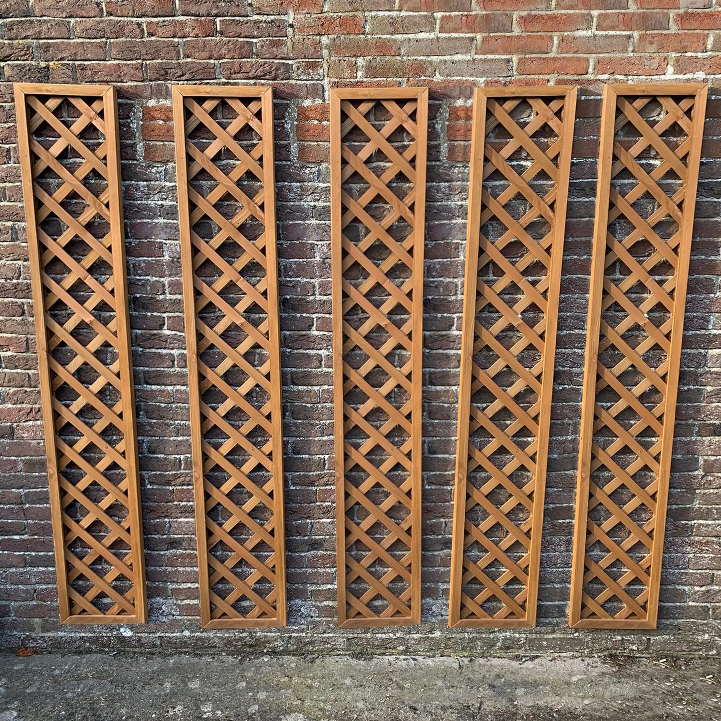 Selections Pack of 5 Wooden Framed Garden Trellis with Lattice Framework Fence Topper 180cm x 30cm