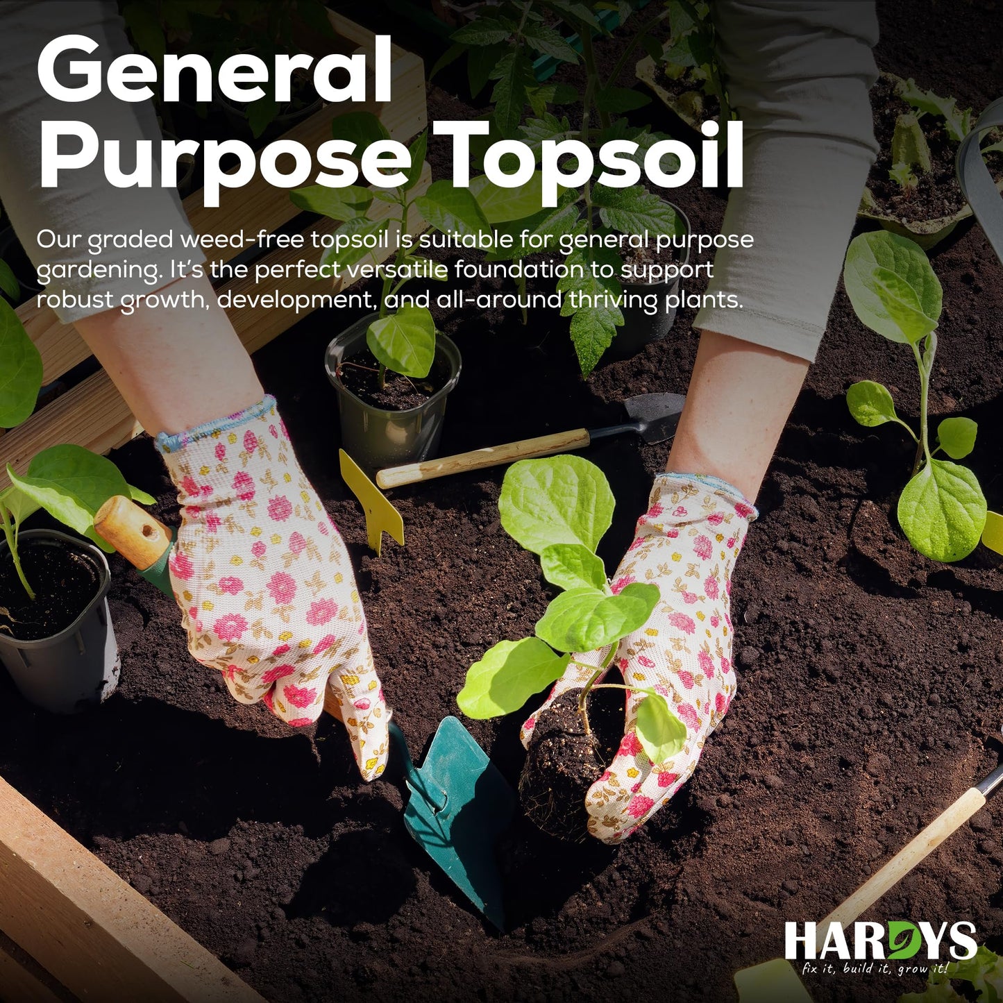 Hardys 25L Top Soil for Garden & Lawn - Loam & Sand Based, Enriched Top Soil | Ideal for Grass Seeding, Levelling, Plant Beds, Borders - Graded for Plants Outdoor