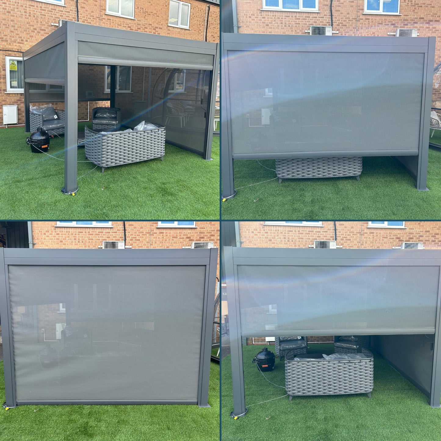 SAC Pergola Aluminium Framed Sliding Curtain, Weatherproof, Adjustable and Durable, Single Side Blind, Semi-transparent, 4 Metres Long