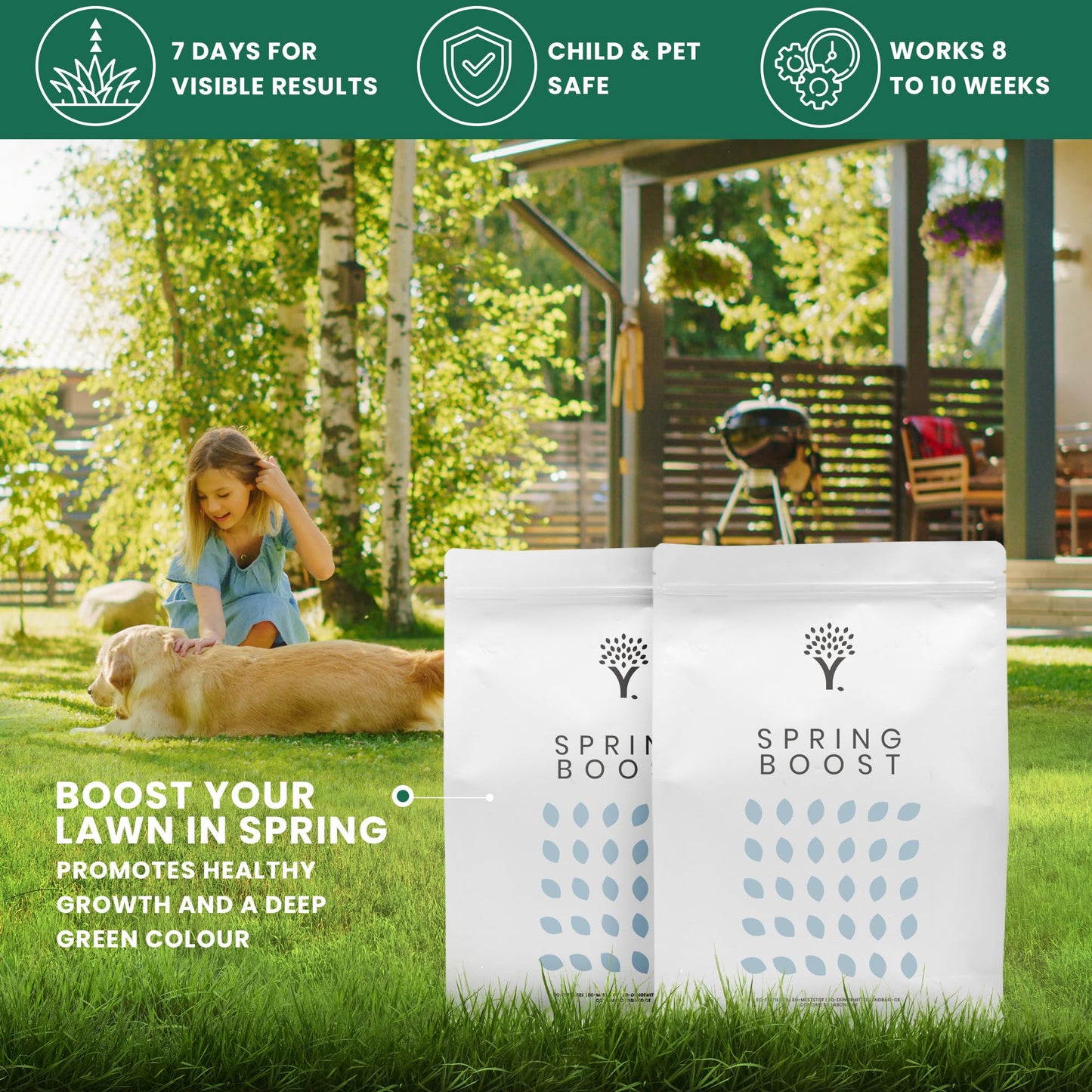 MOOWY Spring Boost Spring and Summer Lawn Feed 100 m² - Noticably Greener Grass in 3 Days - Fast Growth and Firm Roots - Rebuilds Your Lawn's Natural Resistance after Winter Dormancy