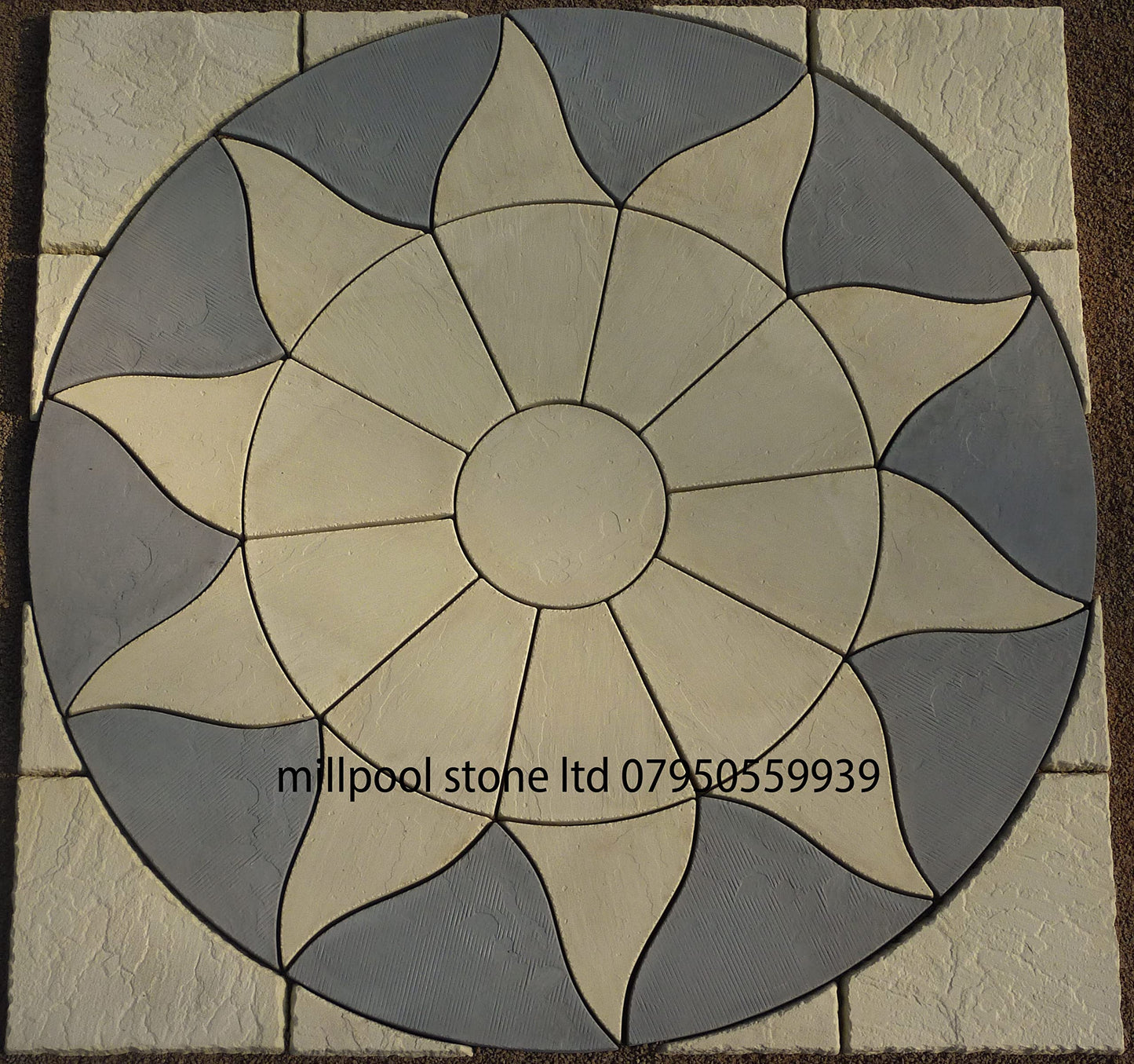 1.8 Paving sun circle - Squared Off Paving Stone Kit Patio Concrete Garden Feature Colour : Buff and Charcoal Grey