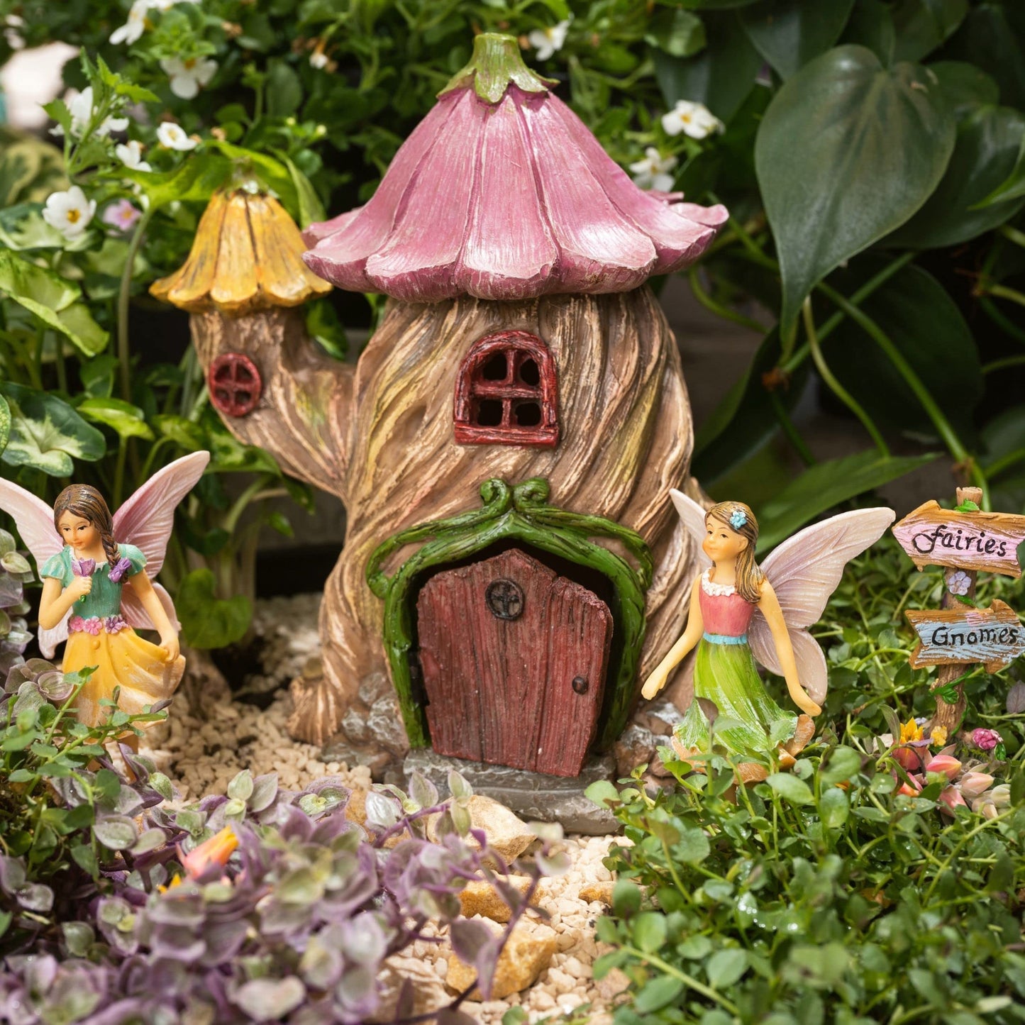 PRETMANNS Fairy Garden Fairy Houses - Fairy Garden Accessories, Fairy Garden Ornaments - Fairies for Fairy Garden - Fairy House & Fairies - Fairy Garden House Kit - 4 Pieces