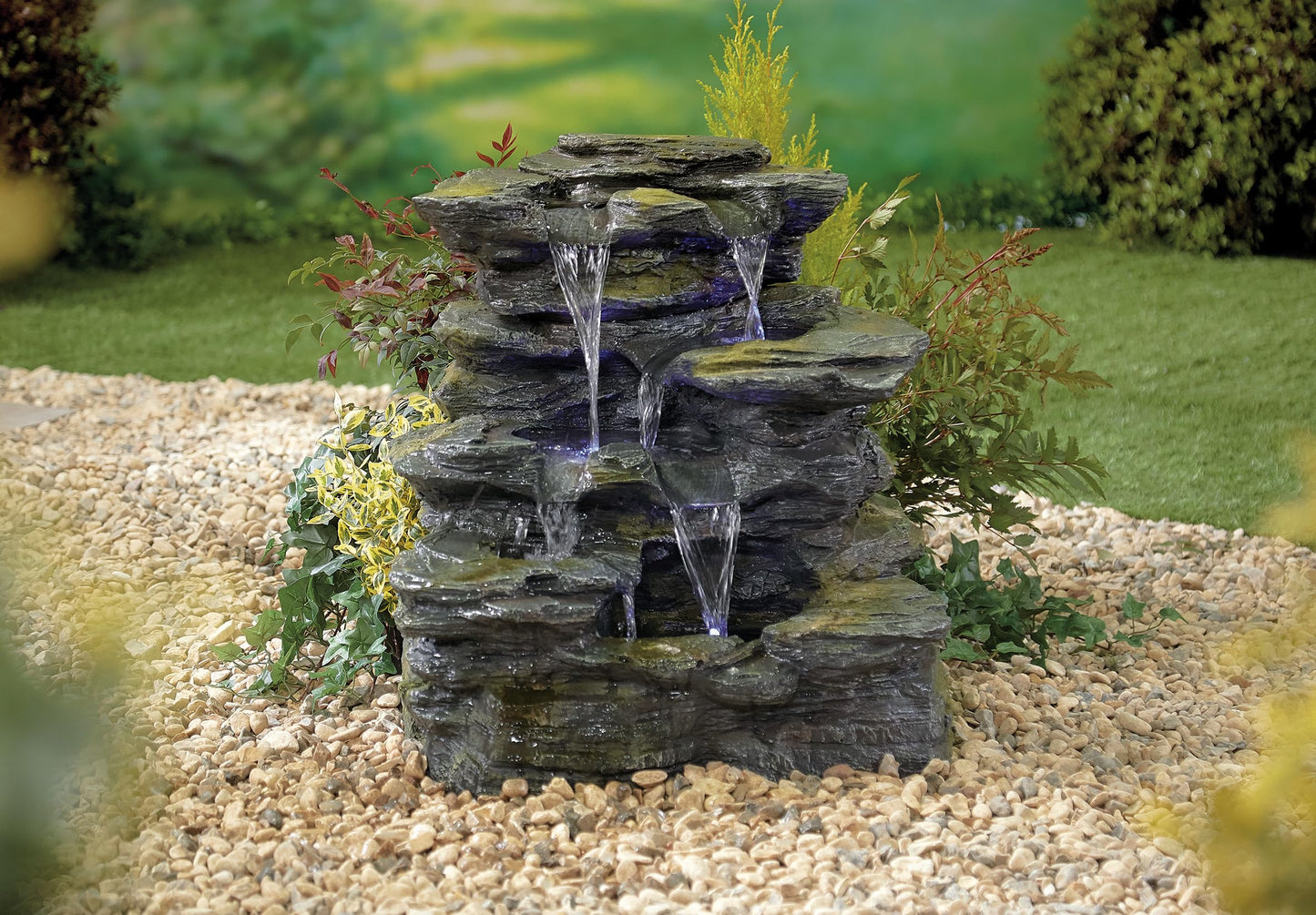 Easy Fountain Como Springs Water Feature inc LED Lights, Resin, Natural, One Size