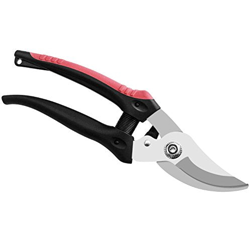 JEOutdoors ZEM Pruning Shears, Professional High Carbon Alloy Steel Sharp Blade Bypass Hand Pruner, Tree Trimmer, Garden Shears-JO0001, Black red