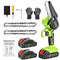 CQWLKEJ Mini Chainsaw Cordless Electric Chain Saw, 4-Inch Rechargeable Battery Chainsaw with Safety Lock and LED Light, for Cutting Woodwood Trees Gardening Pruning (2 Batteries,2 Chains）