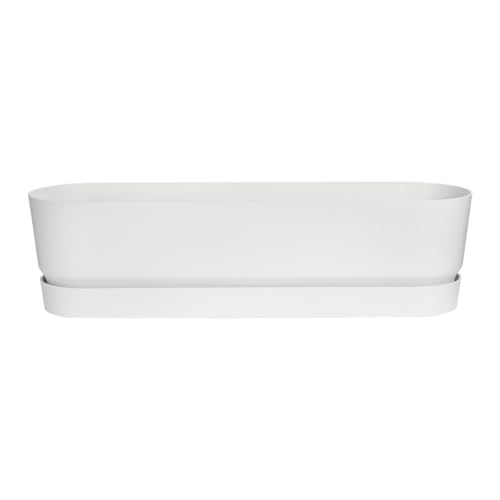 elho Greenville Trough Long 70 - Planter for Outdoor - 100% Recycled Plastic - Ø 69.0 x H 18.5 cm - White/White