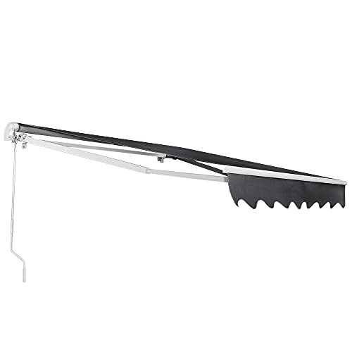 Retractable Manual Awning, Multi Size DIY Folding Awning with Hand Crank Patio Garden Sun Shade Canopy Gazebo, Anti-UV and Waterproof for Courtyard, Balcony, Restaurant (2.5x2m, Grey)