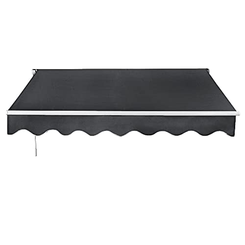 Retractable Manual Awning, Multi Size DIY Folding Awning with Hand Crank Patio Garden Sun Shade Canopy Gazebo, Anti-UV and Waterproof for Courtyard, Balcony, Restaurant (2.5x2m, Grey)