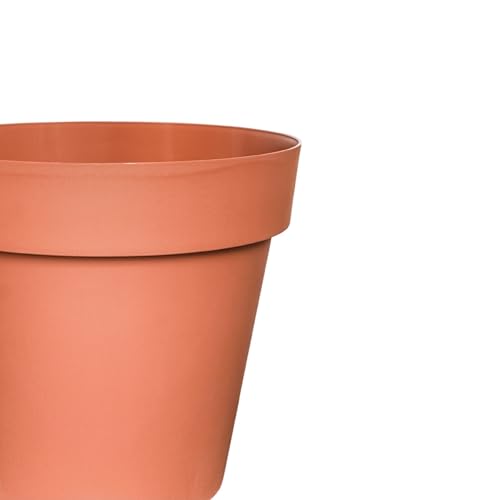 Gardening Naturally Large Traditional Cleo Plant Pot - Recycled Plastic with Built-in Drainage and Wheels, 37cm High (Terracotta)