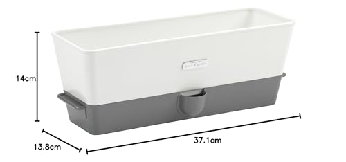 Cole & Mason Burwell Self-Watering Potted Herb Saver, Windowsill Herb Planter Herb Box/Indoor Herb Garden, Triple, Suitable for 3 pots (85 mm), Includes 12 x Pads, White/Grey