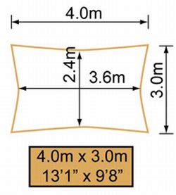 Kookaburra Waterproof Garden Sun Shade Sail Canopy in Charcoal 98% UV Block (4m x 3m Rectangle)