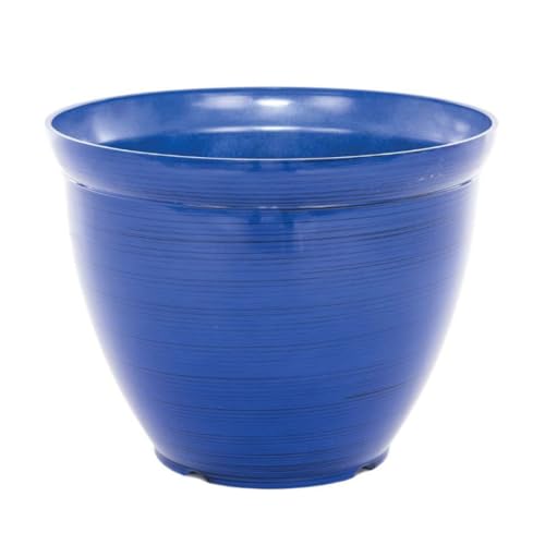 Gardenesque Feather Recycled Plastic Garden Pot Planter with Drainage Holes | Lightweight, UV Resistant & Frostproof | 38cm | Blue