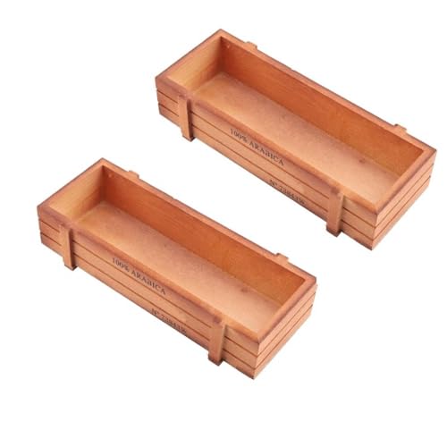 2PCS Wood Planter Box, Rectangle Planter Box Wood Rustic Flower Boxes Windowsill Planter Cactus Succulent Planter Box for Home Outdoor 22.7 * 10 * 4.8cm/8.9 * 3.9 * 1.9in