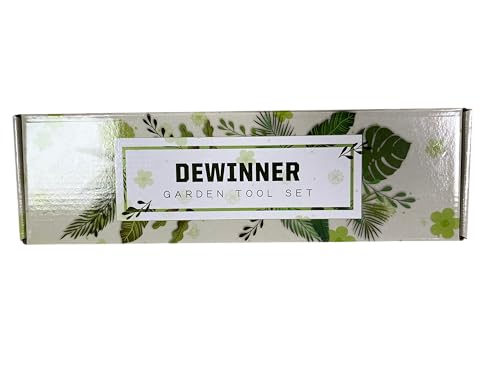 DEWINNER Garden Tools Set, 3pcs Stainless Steel Gardening Tools Kits with Beautiful Box, Planting Tools with Ergonomic Handle, Weeder Tool, Garden Hand Fork, Trowel for Planting