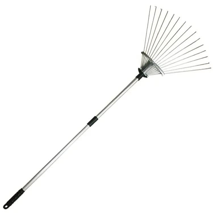 Aggloz | 38-63 inch Adjustable Garden Lawn Rake | Gardening Soil, Grass, leaf Moss etc | Heavy Duty & Rust Resistant | Quick Clean Up,25 Tines | Expanding & Telescopic Rake | 160cm