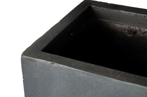 IDEALIST Set of 2 85cm Large Trough | Dark Grey Reinforced Stone Rectangle Plant Pot | Garden Planters with Drainage Holes L85 W26 H41 cm, 60 litres