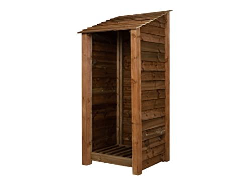 Arbor Garden Solutions wooden log store 6ft, firewood storage (W-79cm, H-180cm, D-88cm), brown finish (Without kindling shelf)