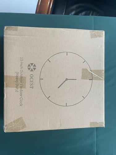 OCEST Heavy Duty Garden Clocks Outdoor Waterproof, 13inch Resin Large Wall Clock with Thermometer and Hygrometer Battery Operated Non Ticking Decorative for Patio Pool