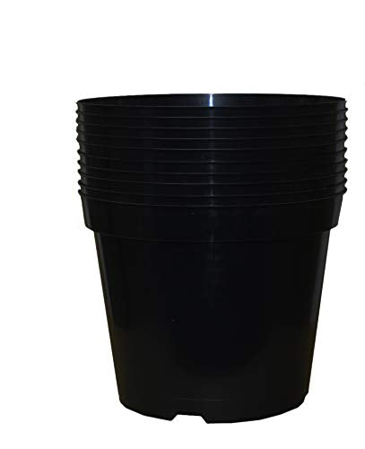 Muddy Hands Pack of 10 Black Plastic Plant Pots Outdoor Garden Round Nursery Herb Flower Planters (10 Litre)