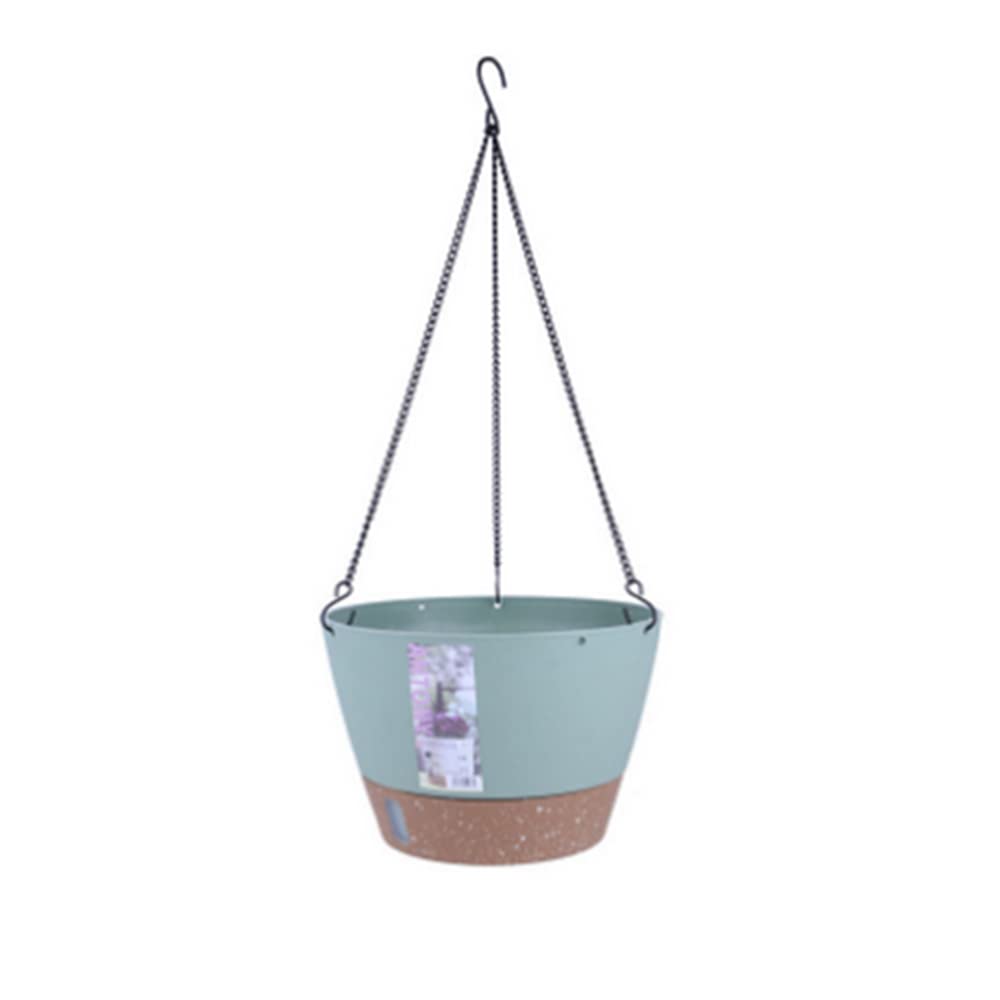 3 Pack Hanging Planters Set,8 Inch Indoor Outdoor Hanging Plant Pot Basket,Plant Flower Pot with Visible Water Level Tray Drainage Hole, Self Watering Planters Come with 3 Hooks for Garden Home
