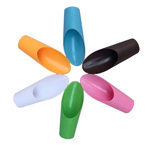 POPETPOP 10pcs Miniature Garden Trowel Set Small Plastic Soil Scoop for Mulch Potting Planting Random Color