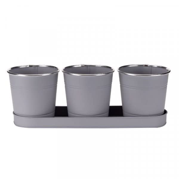 Marco Paul Set of 3 Slate Herb Plant Pots with Drip Tray for Kitchen Windowsill Herb Planters deal for an Indoor Herb Garden, Plants and Flowers Grow Your Own Herbs for cooking