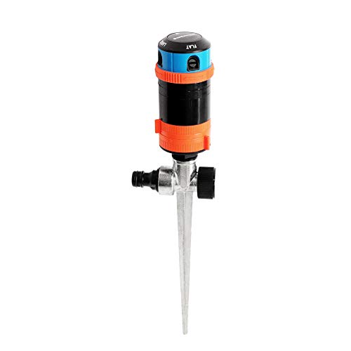 GRÜNTEK Circular Sprinkler on metal spike. Sector sprinkler lawn sprinkler settings 30 °- 360 ° for large surfaces and optimal garden irrigation. Covers up to 452 m².