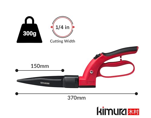 Kimura® Pro Grass Shears - Premium Lawn Shears with 360° Rotating Head, Japanese SK5 Steel Blades, Lightweight, Ergonomic TPR Coated Handles, Ideal Garden Shears for Edging and Trimming - 370mm