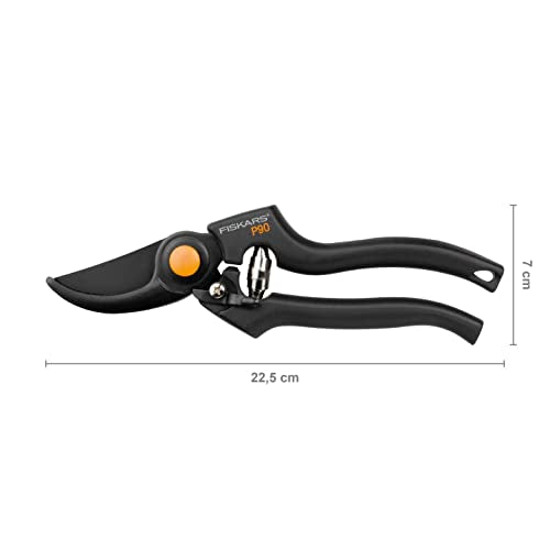 Fiskars Pro Pruner P90, Cutting diameter: 2.6 cm, Steel blades with non-stick coating, Length: 22.5 cm, Black/Orange, 1001530