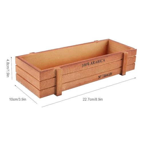 2PCS Wood Planter Box, Rectangle Planter Box Wood Rustic Flower Boxes Windowsill Planter Cactus Succulent Planter Box for Home Outdoor 22.7 * 10 * 4.8cm/8.9 * 3.9 * 1.9in