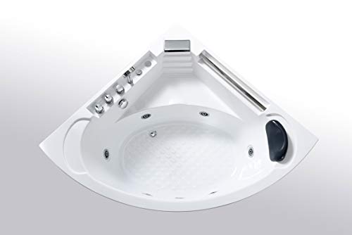 GRAFICA MA.RO SRL Acrylic Bathtub, 135 x 135 cm, 1 Person, 6 Water Jets, Daisy, Alcove Installation, White