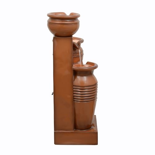 Teamson Home 28.7" 4-Tier Cascading Bowl Solar Powered Water Fountain for Outdoor Living Spaces, Terracotta