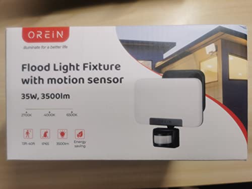 OREiN Security Lights Outdoor Motion Sensor, 24W Warm/Cool White Adjustable 2800 Lumen PIR Motion Sensor Floodlight, IP65 Waterproof, Outside Light Mains Powered for Garden, Patio, Backyard