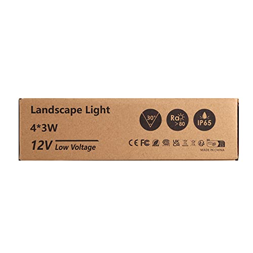 GreenClick Garden Spike Lights, Extendable Garden Lights Mains Powered 12V Low Voltage Landscape Spotlights IP65 Waterproof Outdoor Garden Uplights for Wall Trees Shrubs(4 Pack, Warm White)