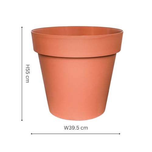 Gardening Naturally Large Traditional Cleo Plant Pot - Recycled Plastic with Built-in Drainage and Wheels, 37cm High (Terracotta)