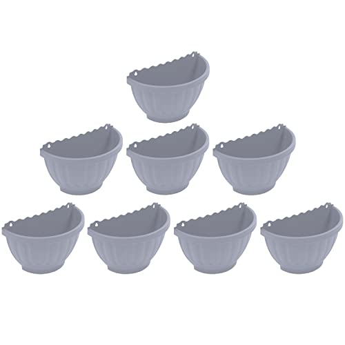 M1SS 8x Etruscan Wall Basket Soft Grey Flower Pot Hanging Planter Garden Plant Container Indoor or Outdoor Home Decoration, Cement Grey