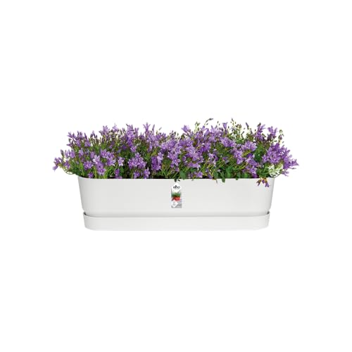elho Greenville Trough Long 70 - Planter for Outdoor - 100% Recycled Plastic - Ø 69.0 x H 18.5 cm - White/White