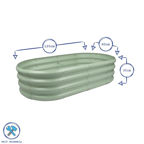 Harbour Housewares Raised Garden Bed - Anthracite - 120 x 60cm - Rounded - Pack of 2 - Bottomless Galvanised Steel Planter Box for Growing Outdoor Plants, Vegetables, Flowers and Herbs