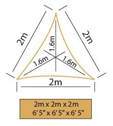 Kookaburra 2m Triangle Water Resistant Garden Patio Sun Shade Sail Canopy 96.5% UV Block with Free Rope(Mocha Brown)