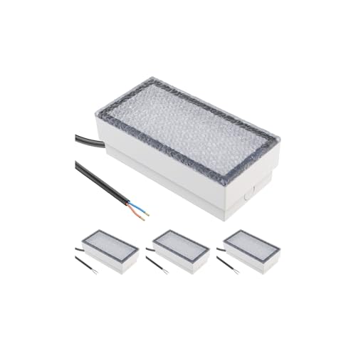 ledscom.de 4 Pieces LED Paving Stone Ground recessed Light CUS for Outdoors, IP67, Angular, 20 x 10cm, 2.9 W, 228lm, Cool White