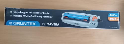 GRÜNTEK Oscillating Sprinkler up to 462 m2 with TURBO Motor. Rectangular lawn bar sprinkler for larges surfaces.