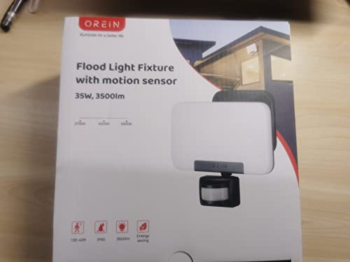 OREiN Security Lights Outdoor Motion Sensor, 24W Warm/Cool White Adjustable 2800 Lumen PIR Motion Sensor Floodlight, IP65 Waterproof, Outside Light Mains Powered for Garden, Patio, Backyard