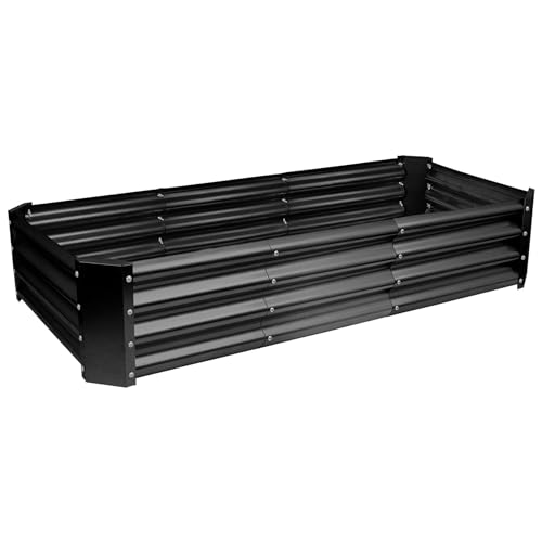 Harbour Housewares Raised Garden Bed - Anthracite - 180 x 90cm - Rectangle - Bottomless Metal Raised Bed Galvanised Steel Planter Box for Growing Outdoor Plants, Vegetables, Flowers and Herbs