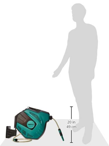 Amazon Basics Auto-Rewindable Wall-Mounted Reel with Hose, 25 m, Black and Green