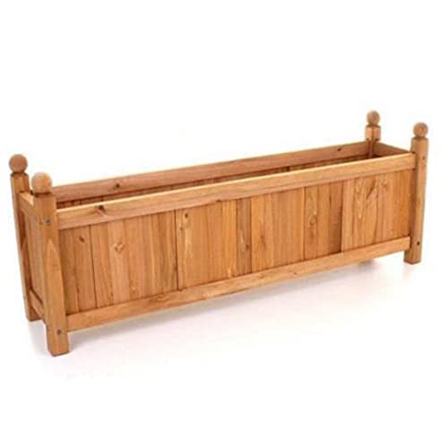 Vivo Technologies Extra Large Rectangular Wooden Planters Flower Pots, Outdoor Garden Planter Box Planting Raise Bed Baskets Flowers Plant Pot for Patio, Balcony, Garden,90x20x34cm,Natural
