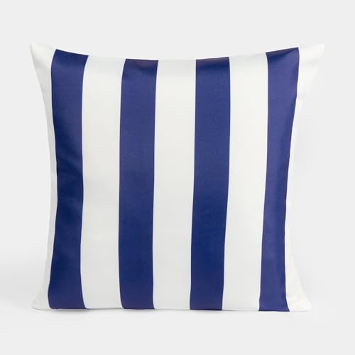 OHS Outdoor Cushions Stripe 45 x 45, Water Resistant Garden Furniture Cushions Sofa Cushion Covers for Inners Super Soft Comfy Decorative, Navy/White Pack of 2