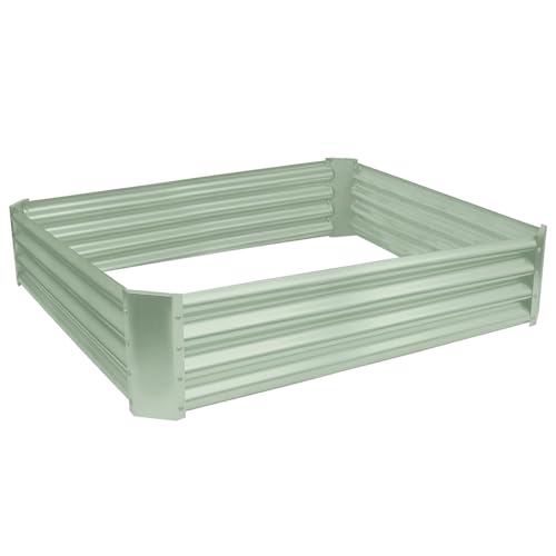 Harbour Housewares Raised Garden Bed - Green - 120 x 120cm - Square - Bottomless Metal Raised Bed Galvanised Steel Planter Box for Growing Outdoor Plants, Vegetables, Flowers and Herbs